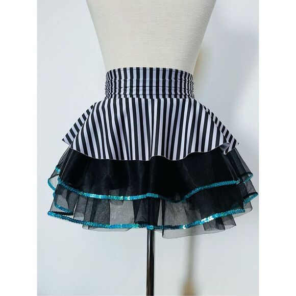 Revolution Girls 10/12 (MC) All You’ve Got Striped Sequined Dance Costume Skort - Picture 6 of 11